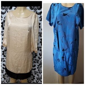 Women’s Midi Dress in Cream with Black Hem